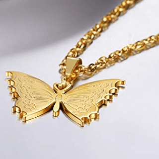 Butterfly Pendant Gold Plated Necklace-silviax