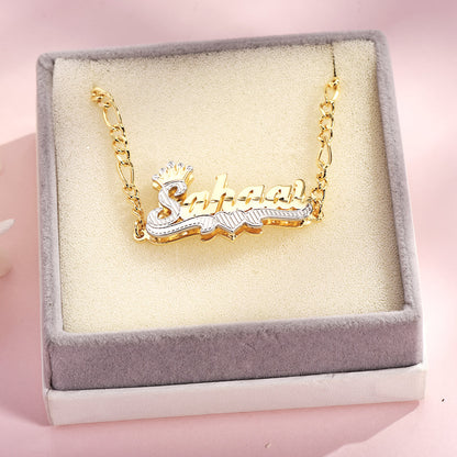 Two Tone Double Layer Crown Heart Personalized Name Anklet-silviax