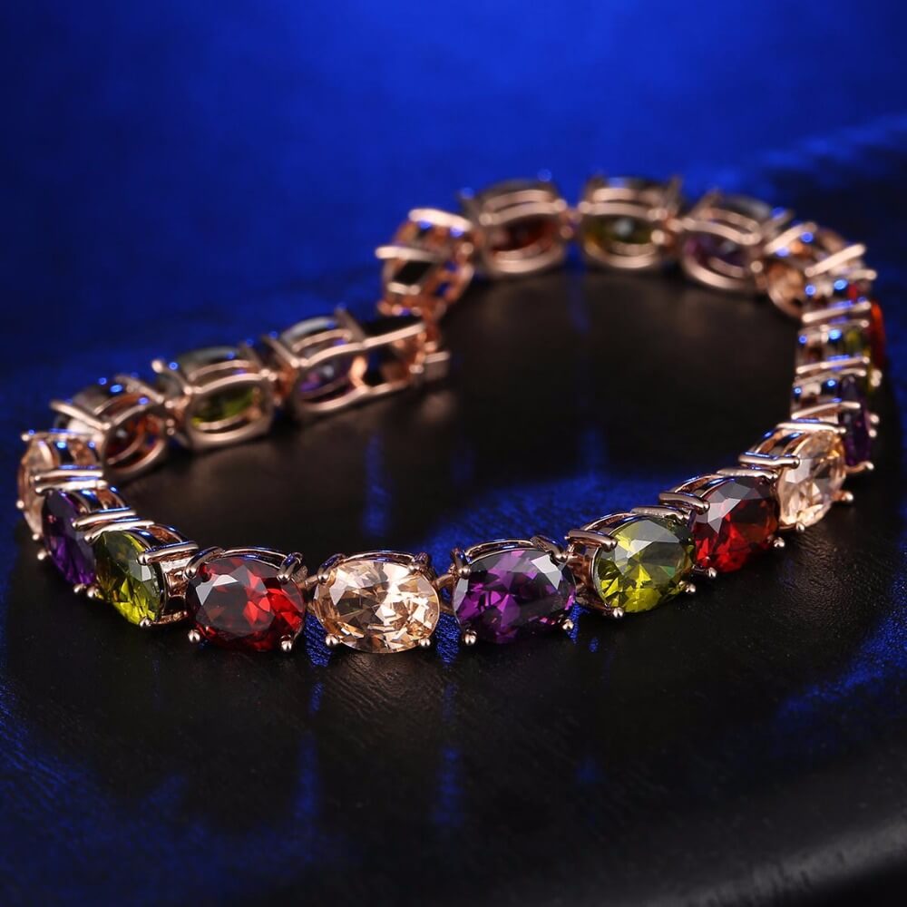 5mm Colorful Crystal Zircon Rose Gold Bracelet