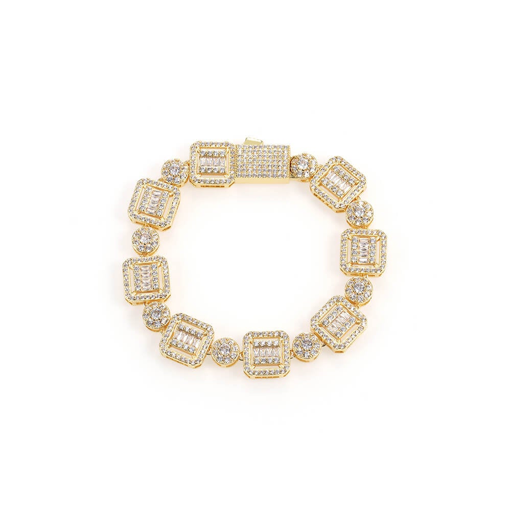 12mm Zircon Gold Plated Bracelet Hip Hop Style-silviax