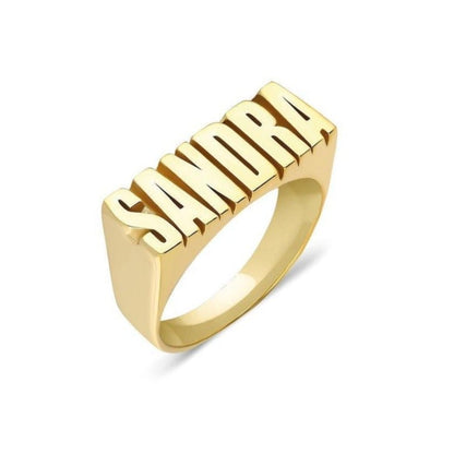 Gold Plated Custom Capital Letters Name Ring-silviax