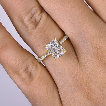 Elegant Sterling Silver Radiant Cut Simulated Diamond Engagement Ring-Maxinejewelry