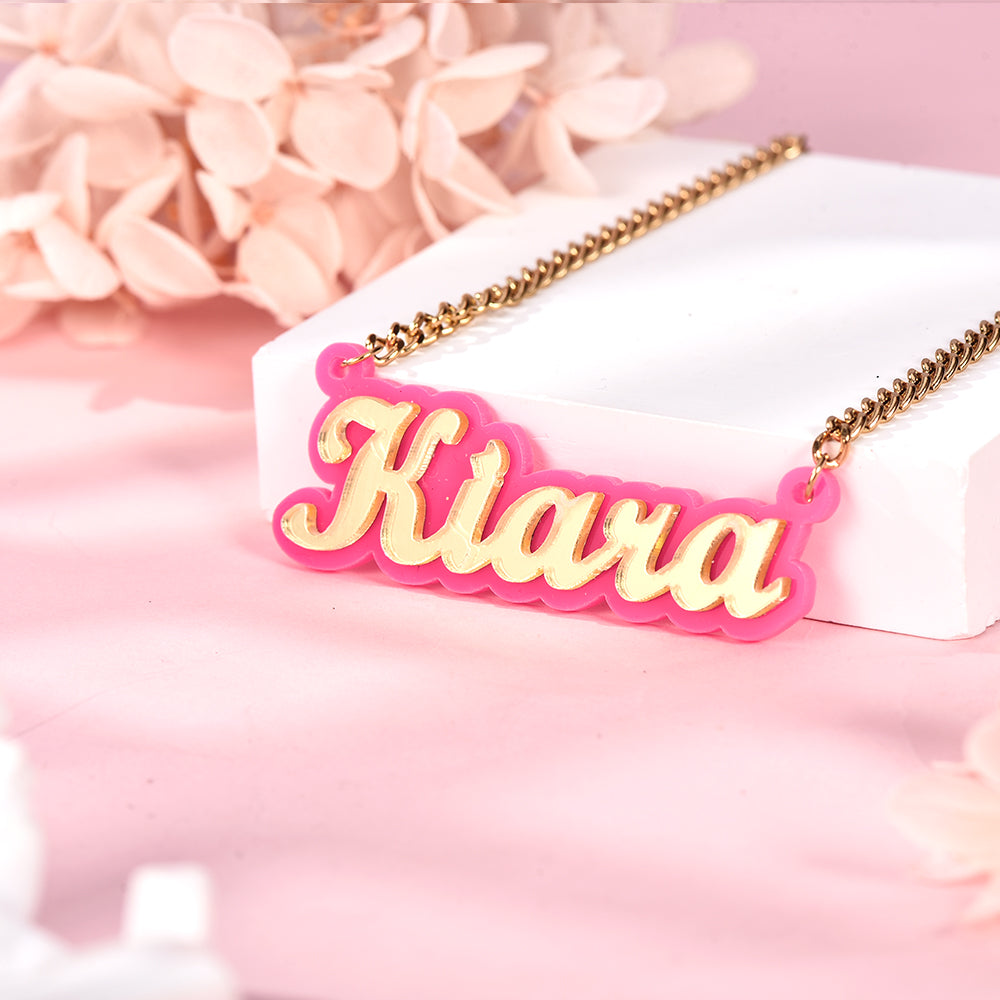 Colorful Acrylic Nameplate Pendant Personalized Custom Name Necklace-silviax