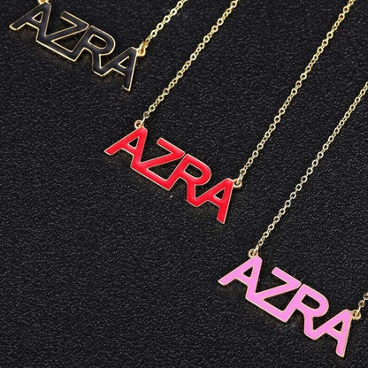 Color Enamel Nameplate Personalized Custom Gold Plated Name Necklace-silviax