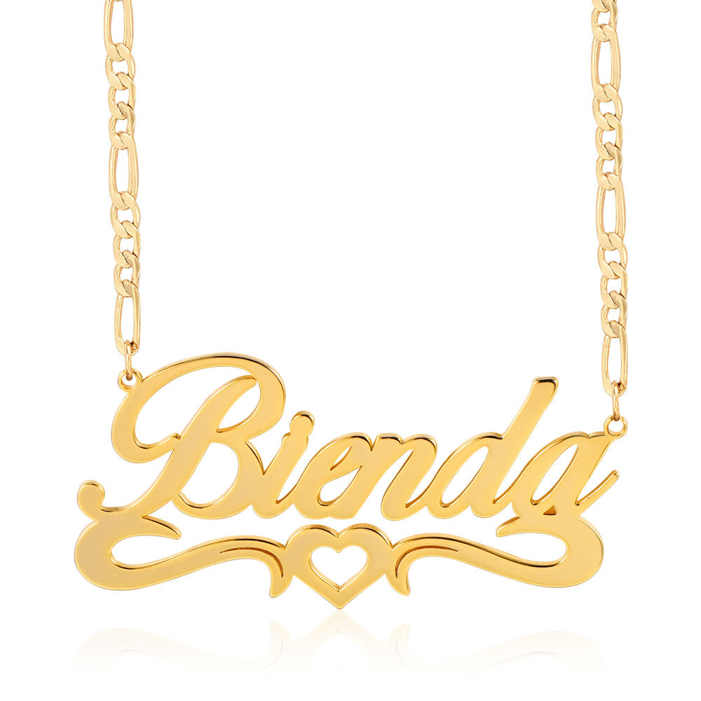 Hollow Heart Name Necklace Personalized Custom Gold Plated Women Gift-silviax