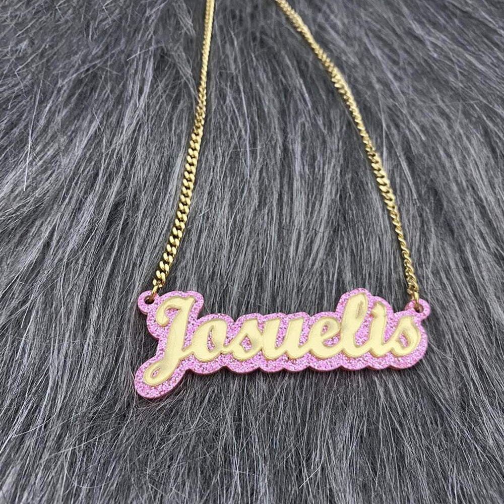 Colorful Acrylic Nameplate Pendant Personalized Custom Name Necklace-silviax