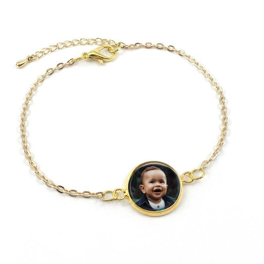 Round Personalized Custom Gold Plated Photo Bracelet-silviax