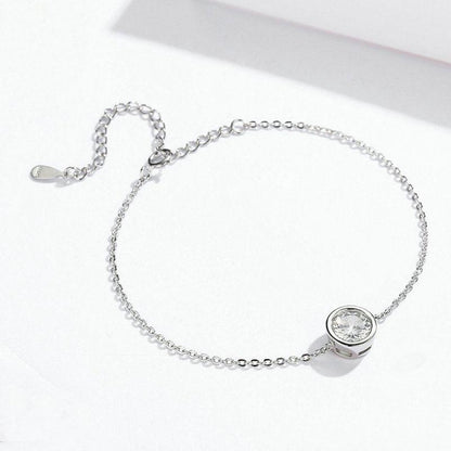 Sterling Silver Classic Diamond Adjustable Bracelet For Women