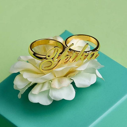 Gold Plated Two Finger personalized Name Ring For Gift-silviax