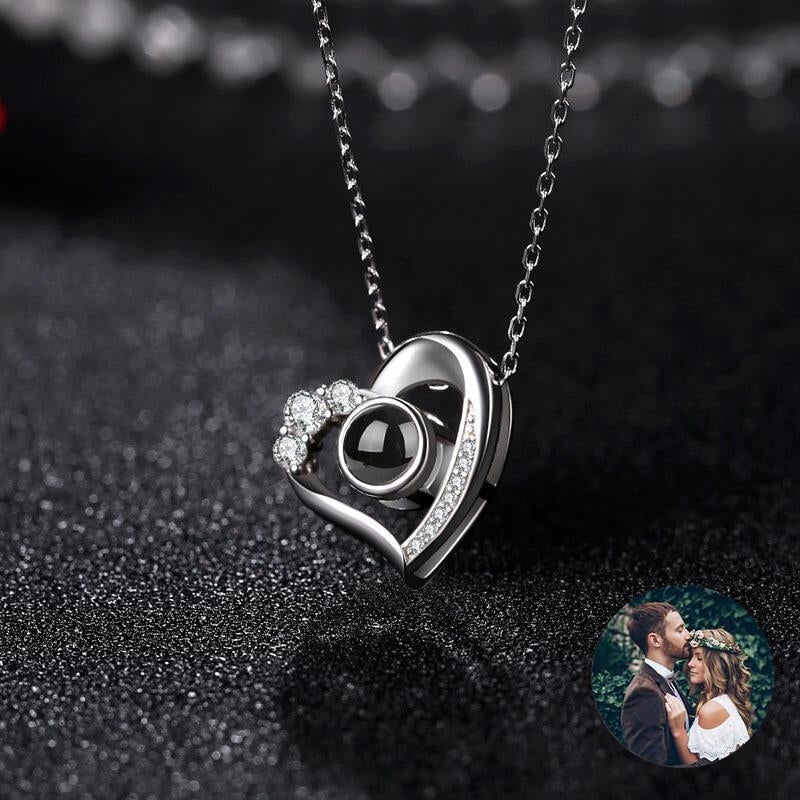 Heart Pendant Color Photo Projection Personalized Necklace with Picture Inside-silviax