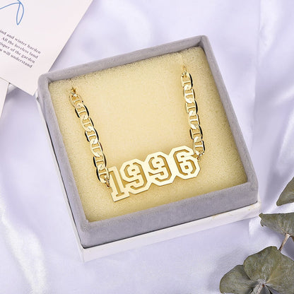 Hollow Number Year Personalized Custom Gold Plated Number Bracelet-silviax