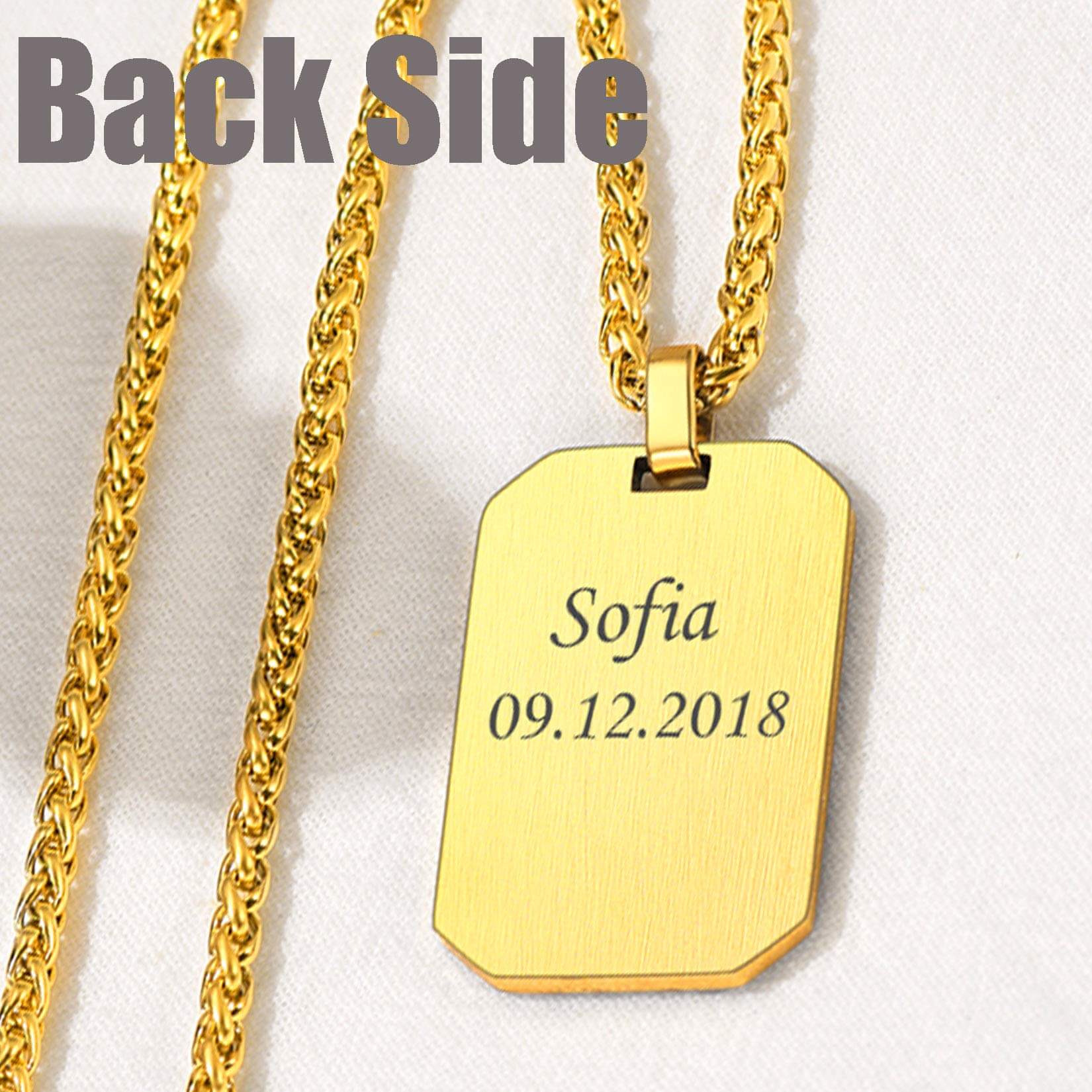 Square Pendant Photo Engraving Personalized Custom Gold Plated Photo Necklace-silviax