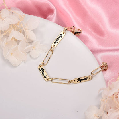 1 To 3 Names Personalized Custom Gold Plated Engraved Bracelet-silviax