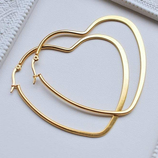 Heart 30mm/60mm Gold Plated Hoop Earrings-silviax