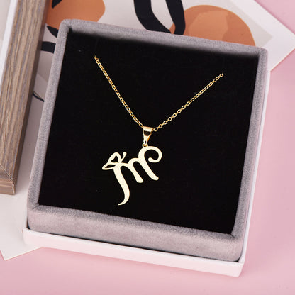 Capital Letter Pendant Personalized Custom Initial Necklace with Heart-silviax