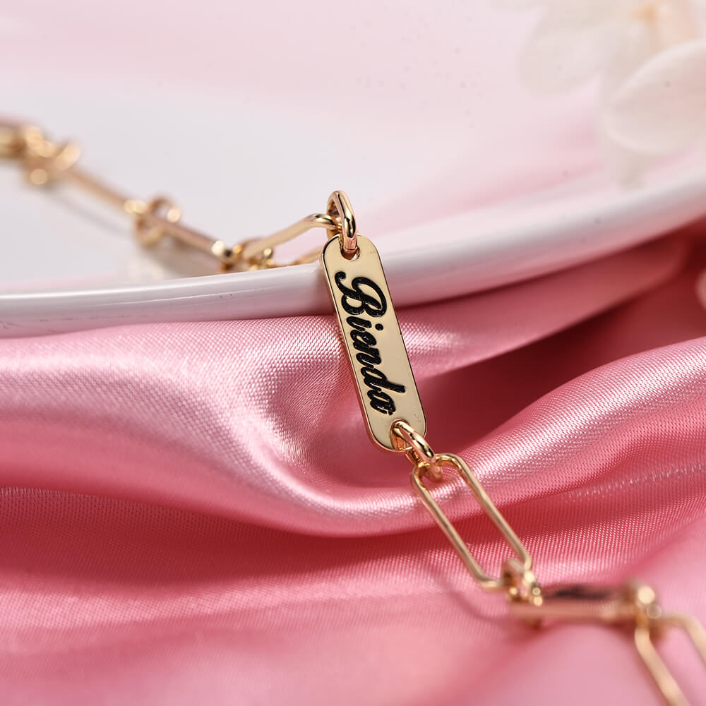 1 To 3 Names Personalized Custom Gold Plated Engraved Bracelet-silviax