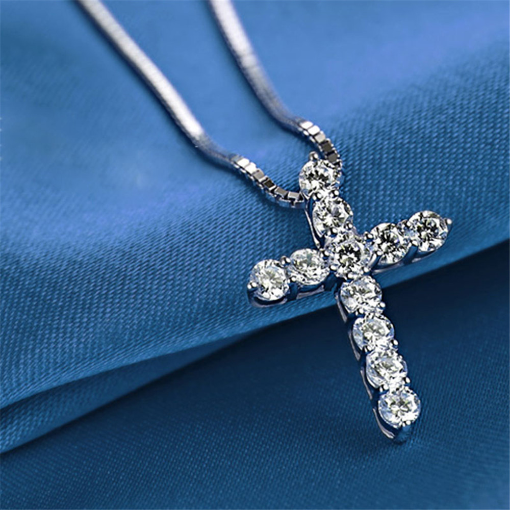 Sterling Silver Fashion Cross Pendant Necklace For Women-Maxinejewelry