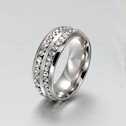 Created White Sapphire Round Cut Titanium Steel Men's Wedding Band-Maxinejewelry