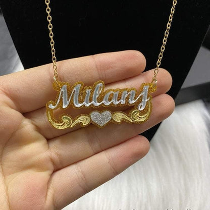 Acrylic Double Layer Two Tone Personalized Custom Name Necklace