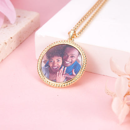 Photo Round Personalized Custom Hip Hop Necklace 