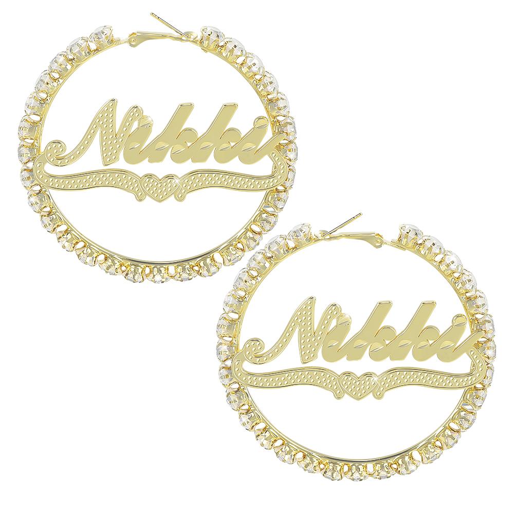 Gold Plated Personalized Hoop Name Earrings