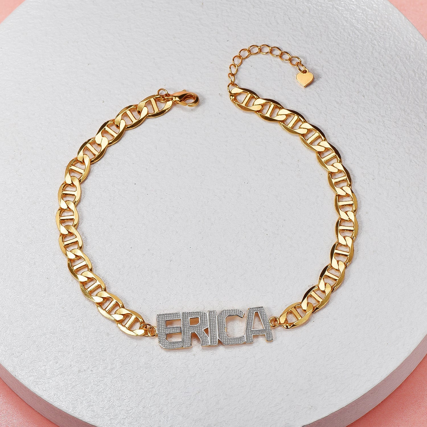 Capital Letter Two Tone Personalized Custom Gold Plated Name Bracelet-silviax