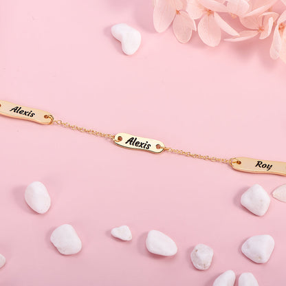 2-4 Name Bar Personalized Engraved Family Name Bracelets-silviax