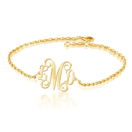 Gold Plated Monogram Bracelet Gift-silviax