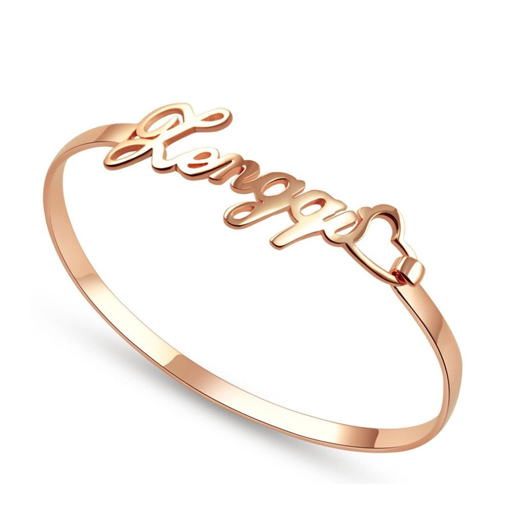 Personalized Name Bangle Bracelets with Love Heart-silviax