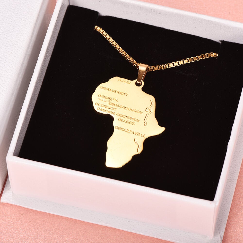 Africa Map Pendant Gold Plated Necklace-silviax