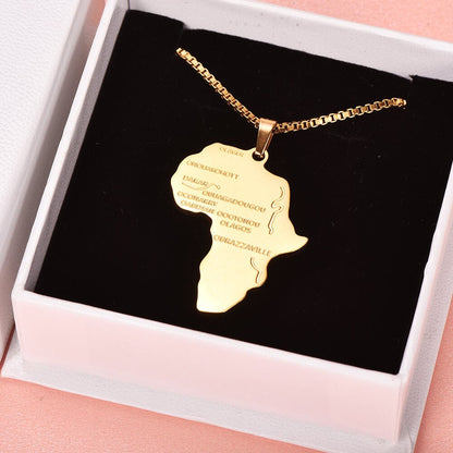 Africa Map Pendant Gold Plated Necklace-silviax