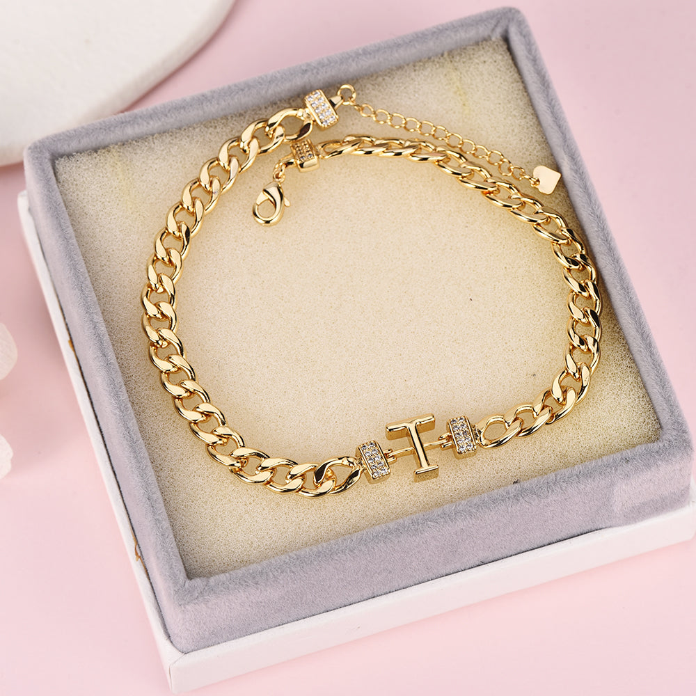 Letter Personalized Gold Plated Bracelet-silviax