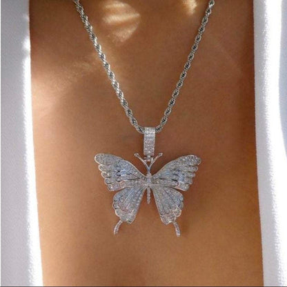 Butterfly Pendant Gold Plated Necklace Jewelry Gift for Woman Girl-silviax