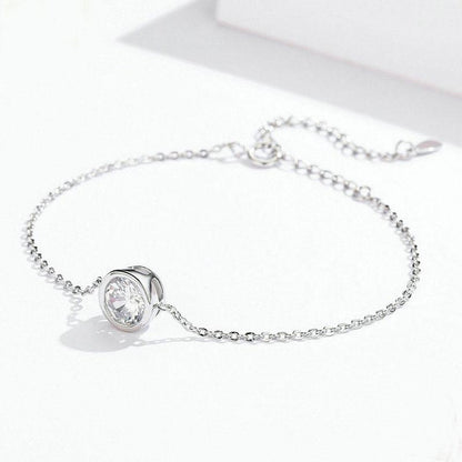 Sterling Silver Classic Diamond Adjustable Bracelet For Women