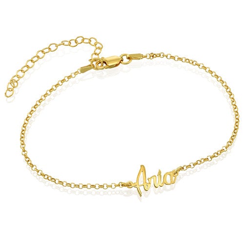 Gold Plated Anklet with Name Pendant Copper-silviax