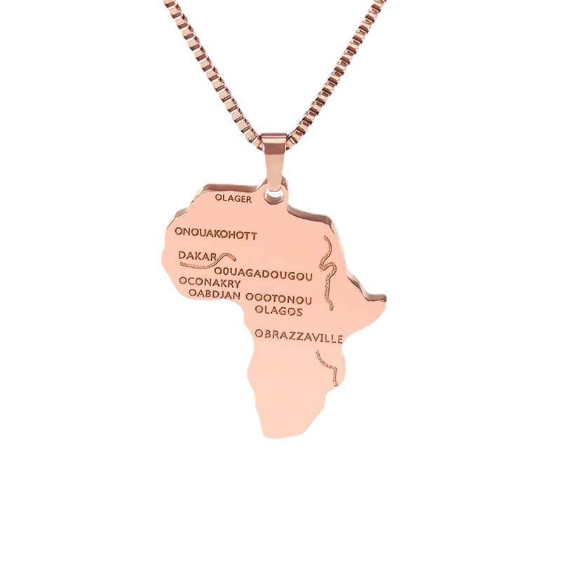 Africa Map Pendant Gold Plated Necklace-silviax