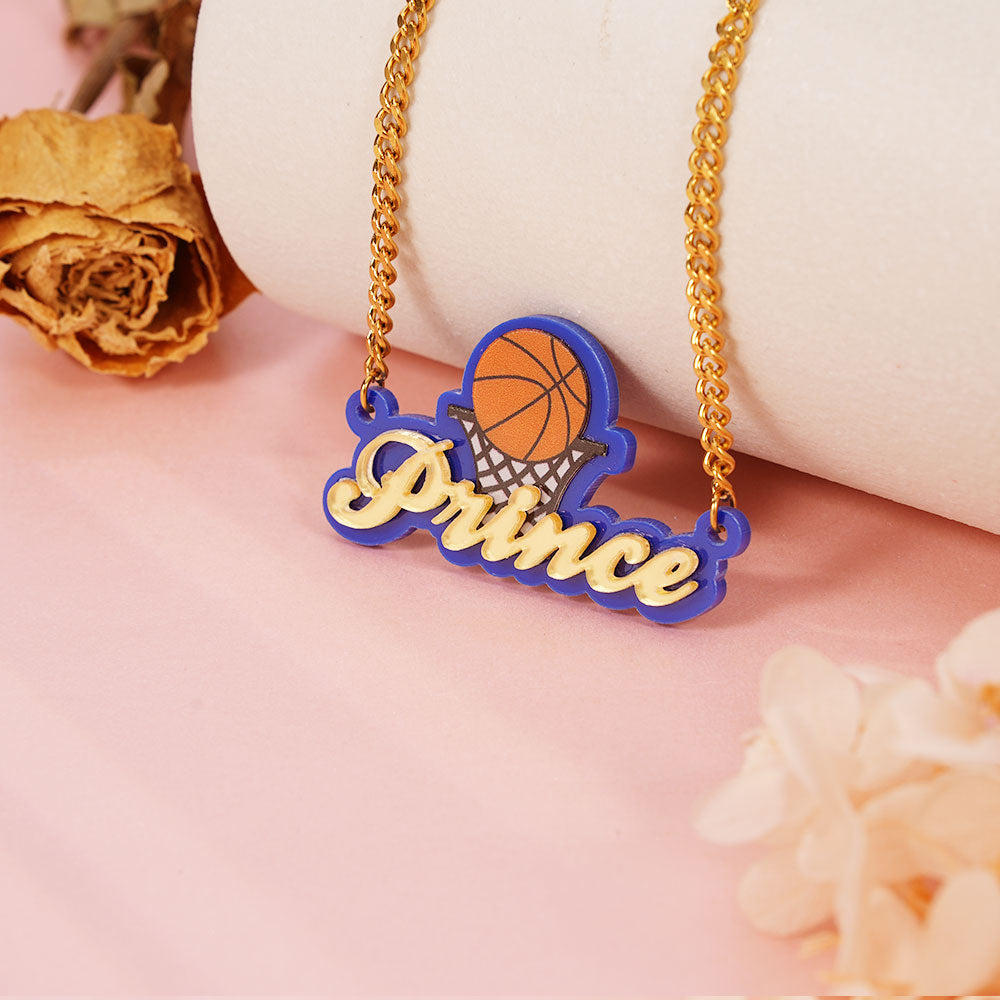 Basketball Necklace Personalized Acrylic Name Necklace for Children-silviax