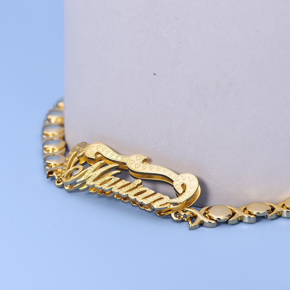 Double Layer Personalized Custom Gold Plated Name Bracelet-silviax