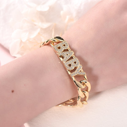 Personalized Name Bracelet Gold Plated With Cuban Chain