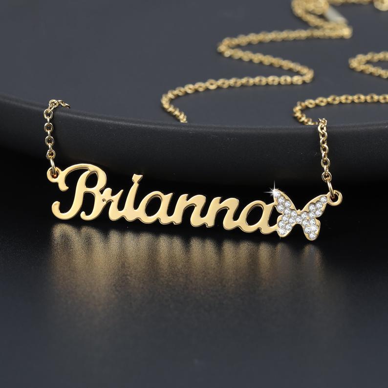 Butterfly Gold Plated Personalized Name Necklace-silviax