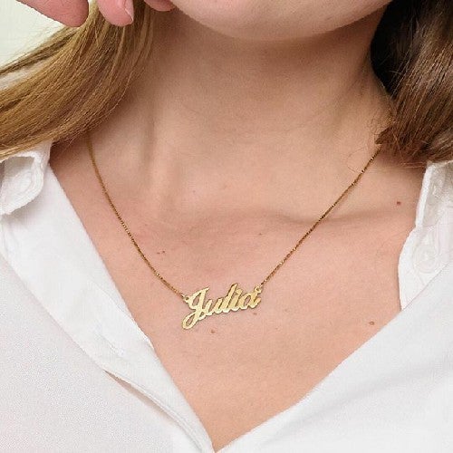 Classic Personalized Gold Plated Name Necklace O Chain For Girls Women-silviax