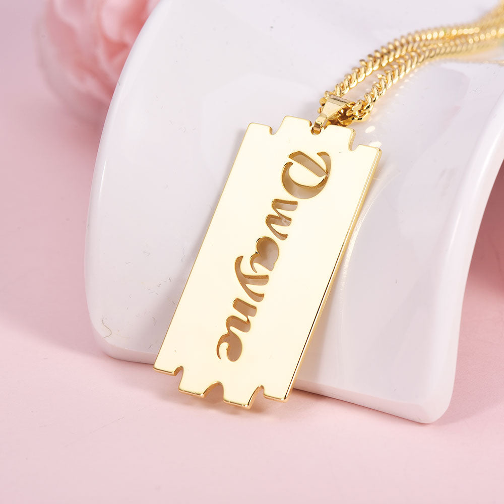 Blade Shape Personalized Cutout Bar Name Necklace-silviax