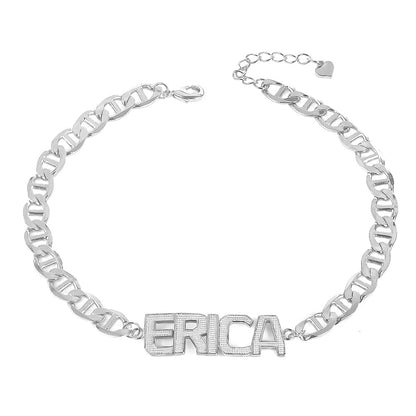 Capital Letter Two Tone Personalized Custom Gold Plated Name Bracelet-silviax