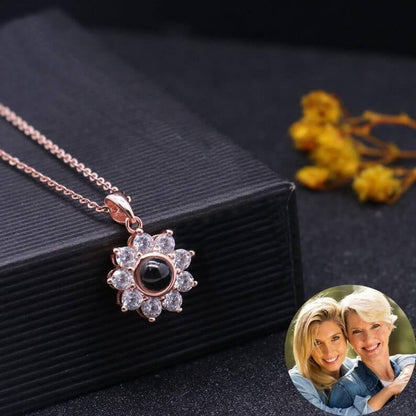 Personalized Flower Shaped Color Photo Projection Necklace-silviax