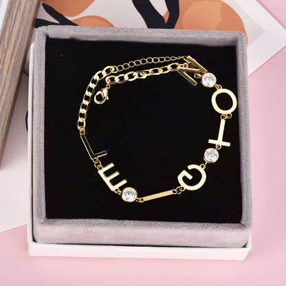 Personalized Gold Plated Space Capital Letter Name Bracelets-silviax