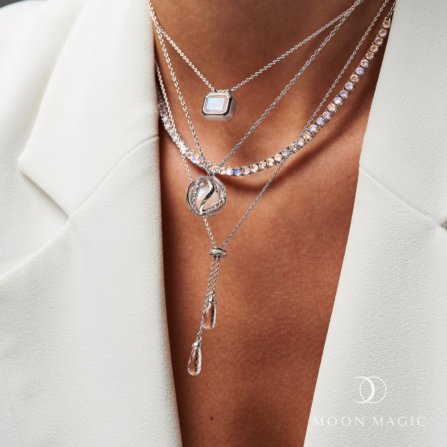 White Topaz Necklace - The Tassel Chain