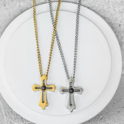 Personalized Custom Cross Photo Projection Necklace For Men-silviax