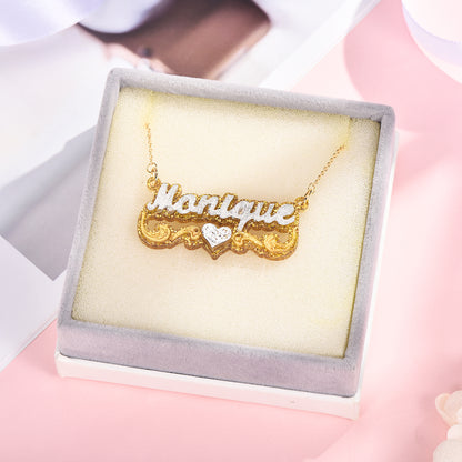 Acrylic Double Layer Two Tone Personalized Custom Name Necklace-silviax