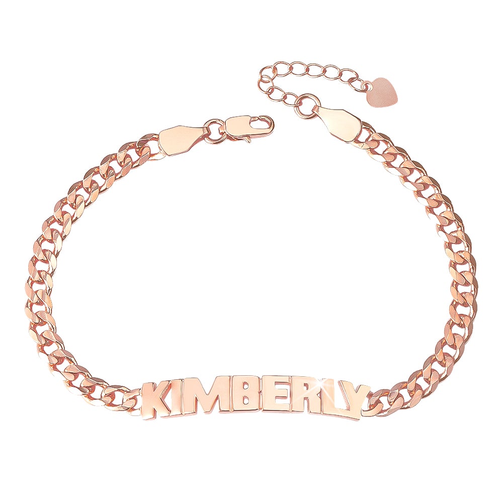 Gold Plated Personalized Capital Letter Name Bracelet-silviax