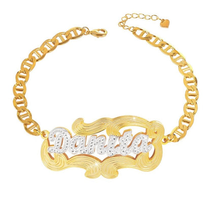 Double Layer Two Tone Personalized Custom Gold Plated Name Anklet-silviax